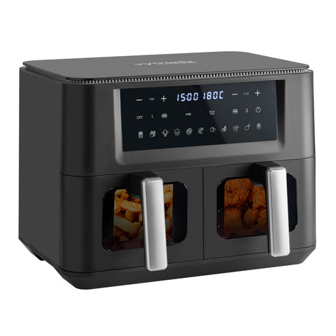 Vytronix Dual View 2 Zone Family Air Fryer 2 Drawer 9L Viewing Windows 2400W